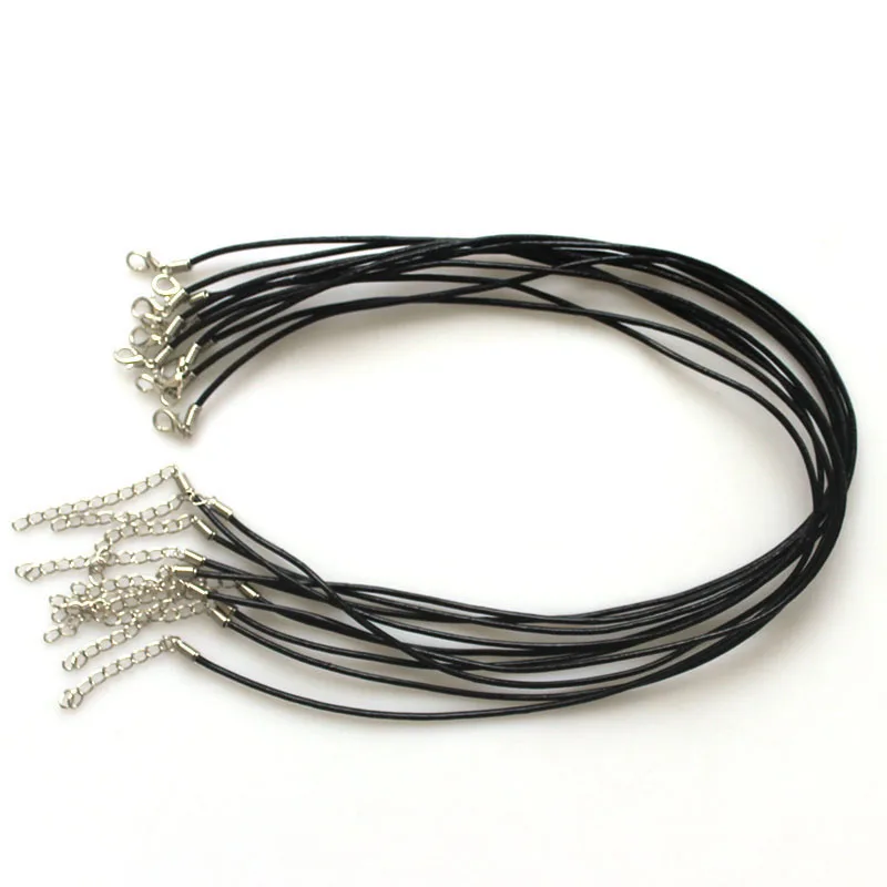 Черный кожаный шнур из воска 2 мм веревка для ювелирных изделий амулетов омаров с