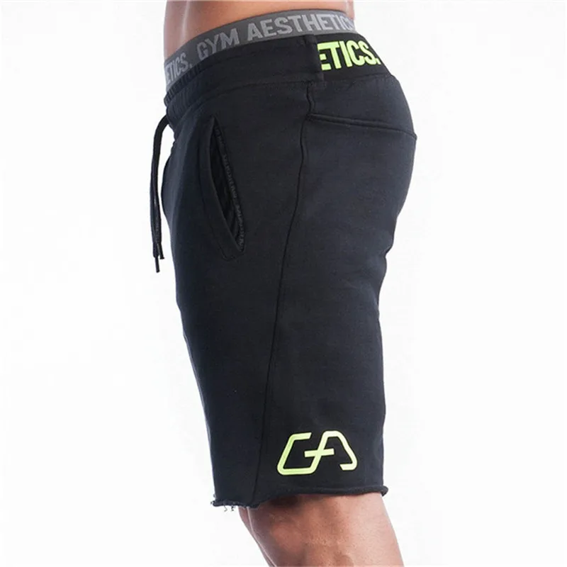 

Men Gyms Fitness Cotton Shorts Casual Beach Knee Length Short Pants Male Jogger Bodybuilding Workout crossfit Brand Sweatpants