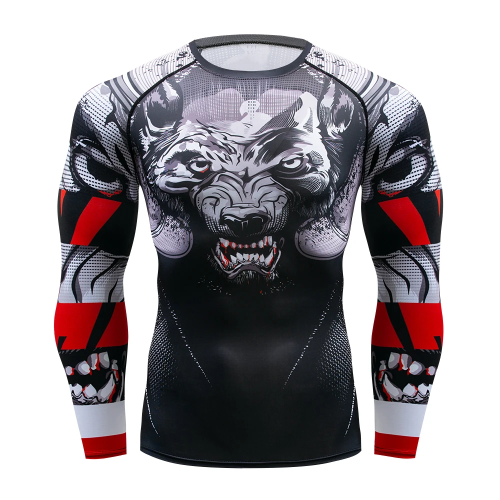 

Wolf 3D Printed tshirt Compression Tights Men Fitness Running Shirt Breathable Long Sleeve Sport Rashgard Gym Cycling Clothing