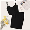 SHEIN неоновый ребристый ТРИКОТАЖНЫЙ УКОРОЧЕННЫЙ ТОП на бретельках и узкая юбка, сексуальный однотонный комплект без рукавов из 2 предметов, Женский комплект на бретельках