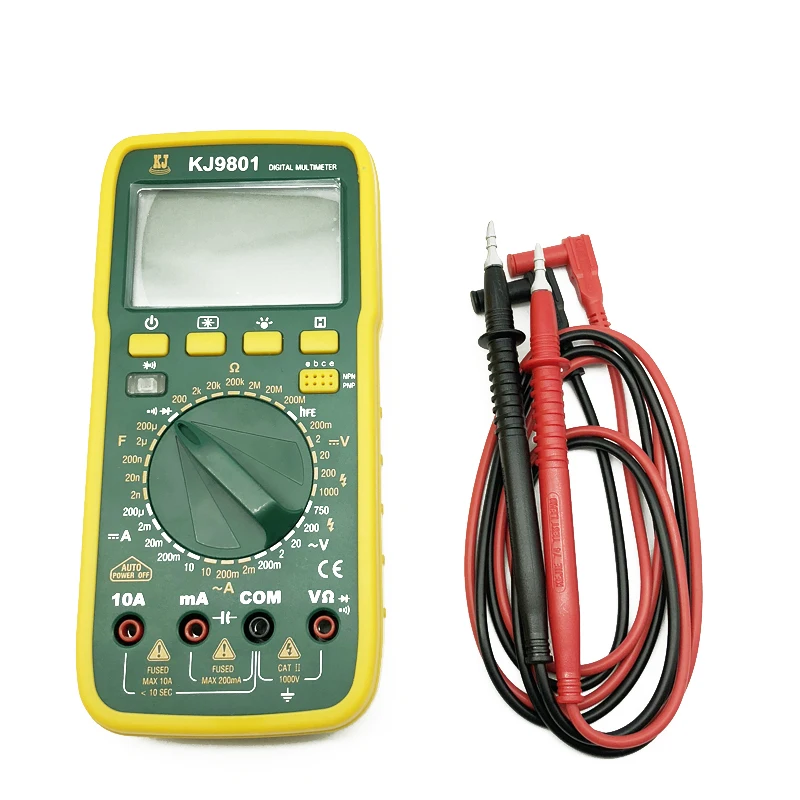 SOIJOT KJ9801 AC DC LCD дисплей Professional электрический ручной тестер Цифровой мультиметр