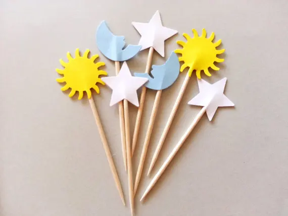 

Топперы Sun Moon для капкейков, свадебные пищевые медиаторы для дня рождения, девичника, коктейля, чайвечерние вечеринки, маффинов