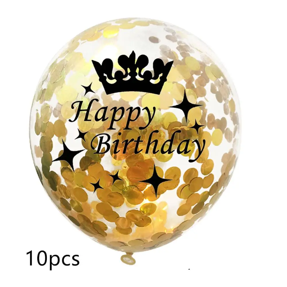 10pcs 10 шт 12 дюймов прозрачные блесток баллоны 16/18/21/30/40/50/60/70/80/90 лет конфетти воздушные шары для дня рождения вечерние украшения - Цвет: 10pcs