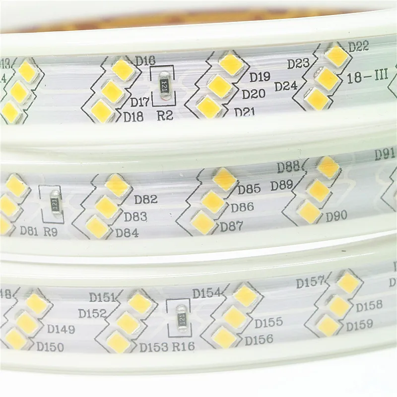 Новый водонепроницаемый IP67 SMD 2835 Светодиодная лента 220 v 230 Tamp веревка Свет 1 m 50