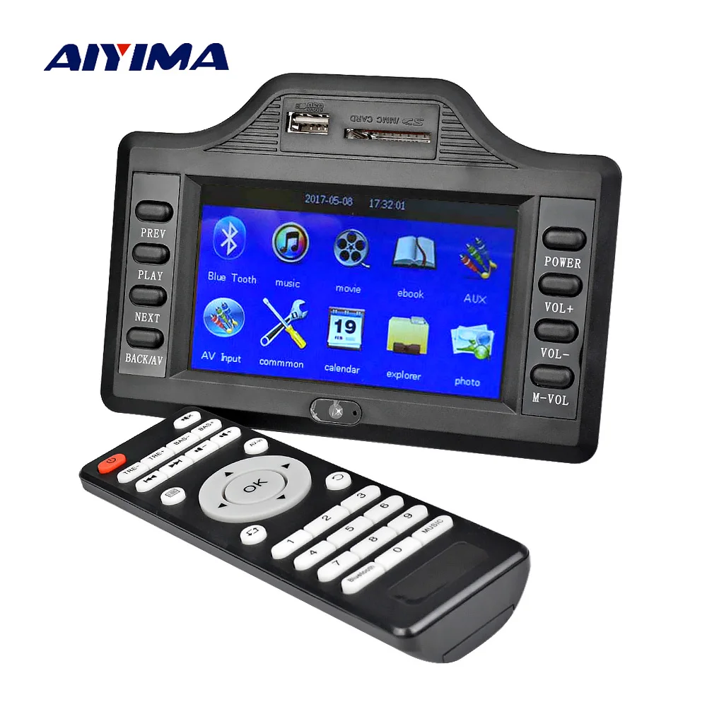 

AIYIMA Subwoofer Bluetooth Amplifier Board 50W*2+100W 4.3 Inch LCD Bluetooth Receiver Auido Decoder MP4 MP5 Video Decoding DC12V