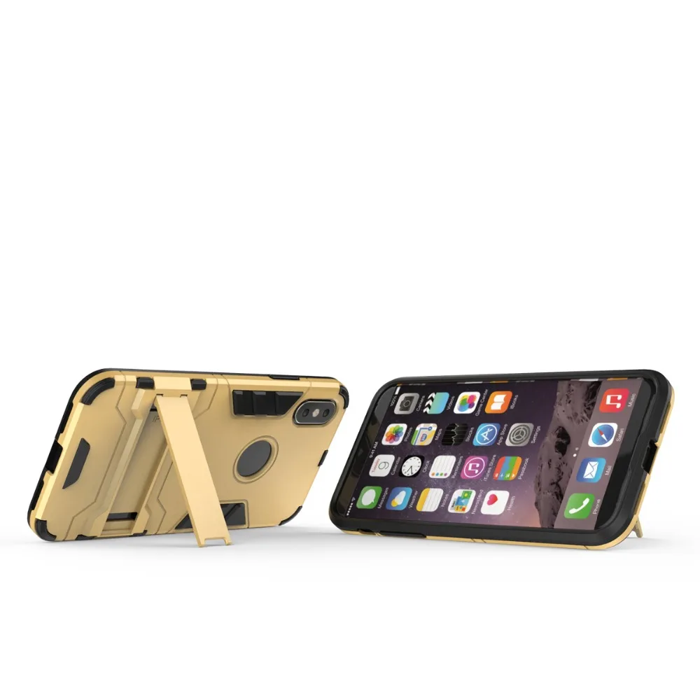 Detachable TPU + PC Rugged Hybrid Case For iPhone 5 5s SE 6G 6s 7 8 X Kickstand Robot Hard Armour 6 6S Plus | Мобильные телефоны и