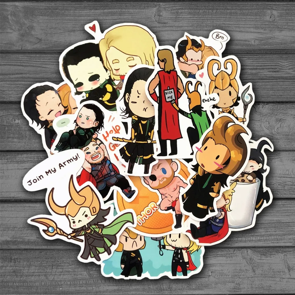 12 шт. милые Мультяшные наклейки Chibi Thor and Loki для детей игрушки Стайлинг автомобиля