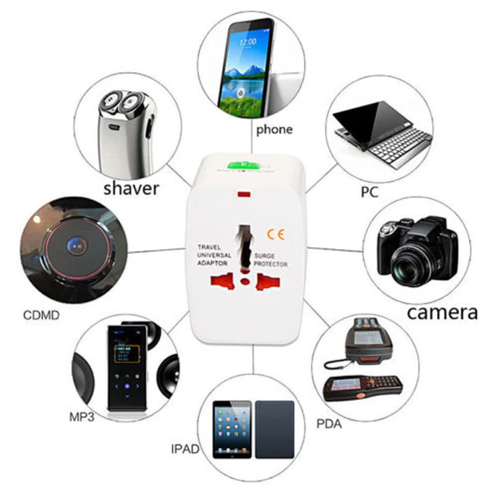 Универсальный международный адаптер питания с 2 USB для путешествий зарядное