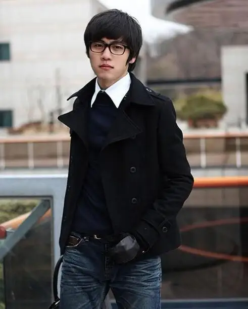 

Серое черное зимнее двубортное шерстяное пальто, мужские тренчи, облегающее повседневное пальто, модное мужское пальто, полупальто, Размер...