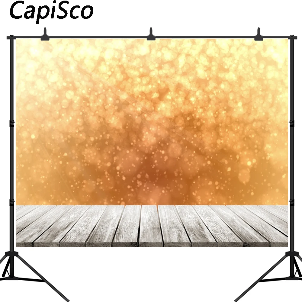 Capisco Golden shine abstract bokeh Wooden floor Baby Newborn Portrait background photography Photocall Photo Studio | Электроника