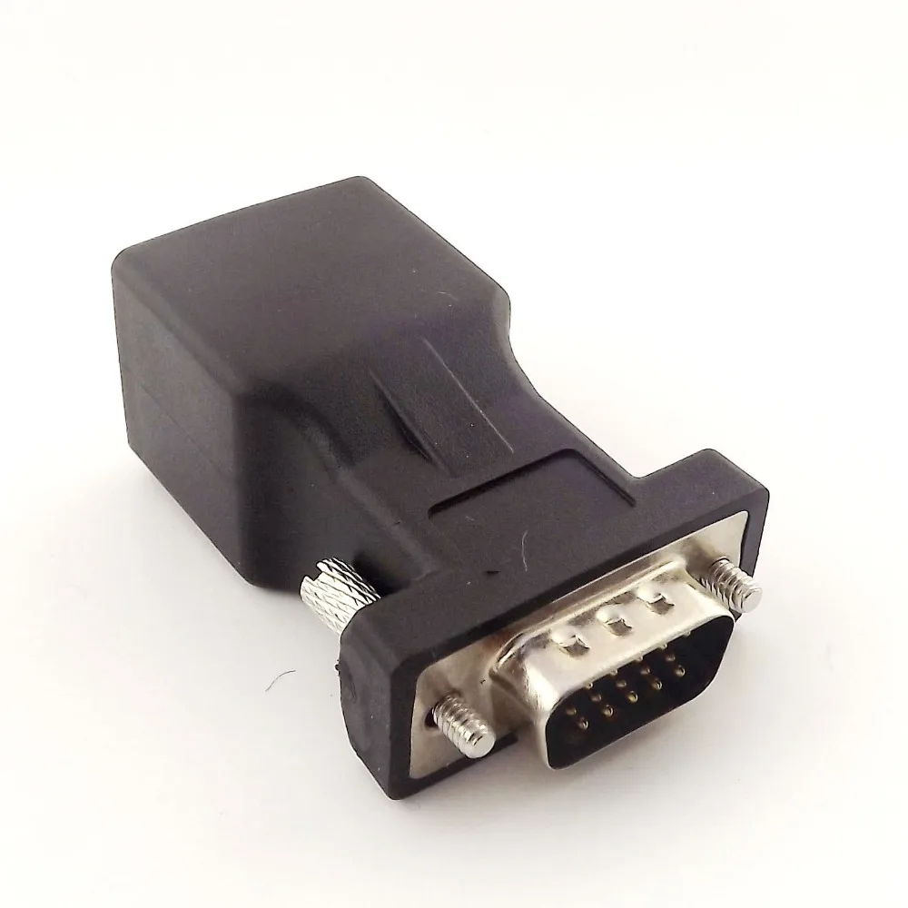 1 шт. DB15 VGA папа к RJ45 гнездовой соединитель расширителя CAT5 5e 6 сетевой кабель