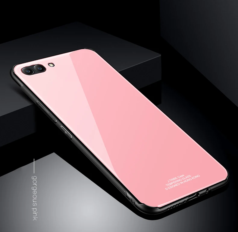 Розовый MAKAVO для huawei Honor 10 чехол Роскошный V10 гибридный закаленное стекло задняя крышка противоударный рукав Жесткий Для huawei Honor View 10 - Цвет: Розовый