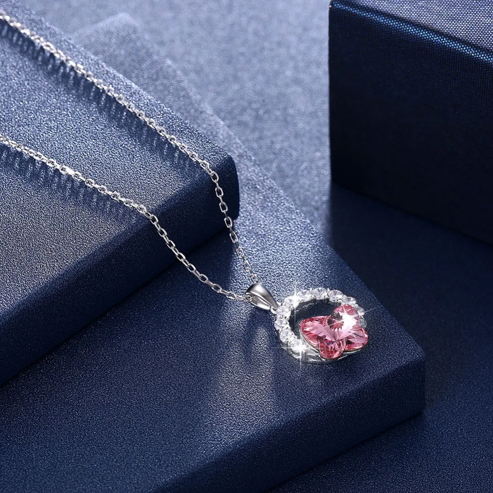 Подвеска LEKANI из серебра S925 пробы с кристаллами Swarovski в виде бабочки для женщин и