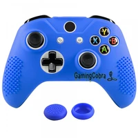 extremerate soft anti slip blue silicone controller cover skins thumb grips caps protective case for xbox one x for xbox one s