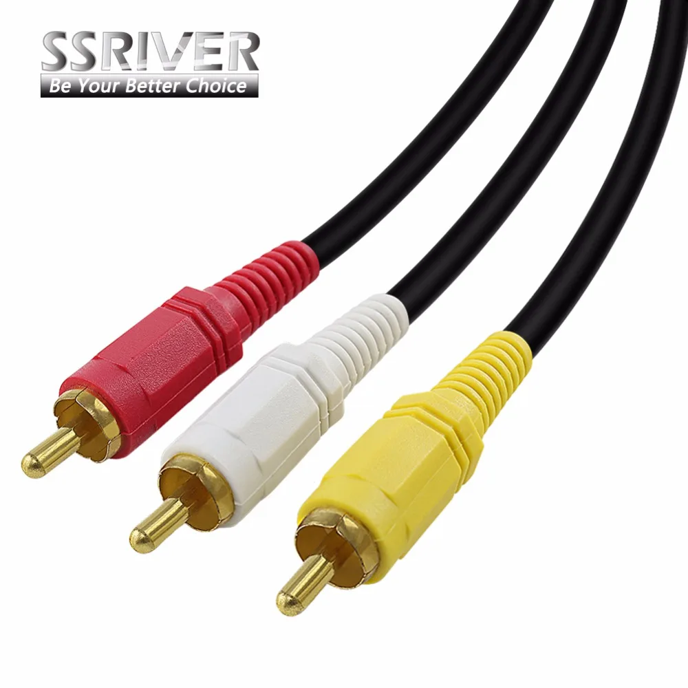 SSRIVER 3RCA штекер на 3 RCA мужской композитный аудио видео av кабель 3X Розничная и