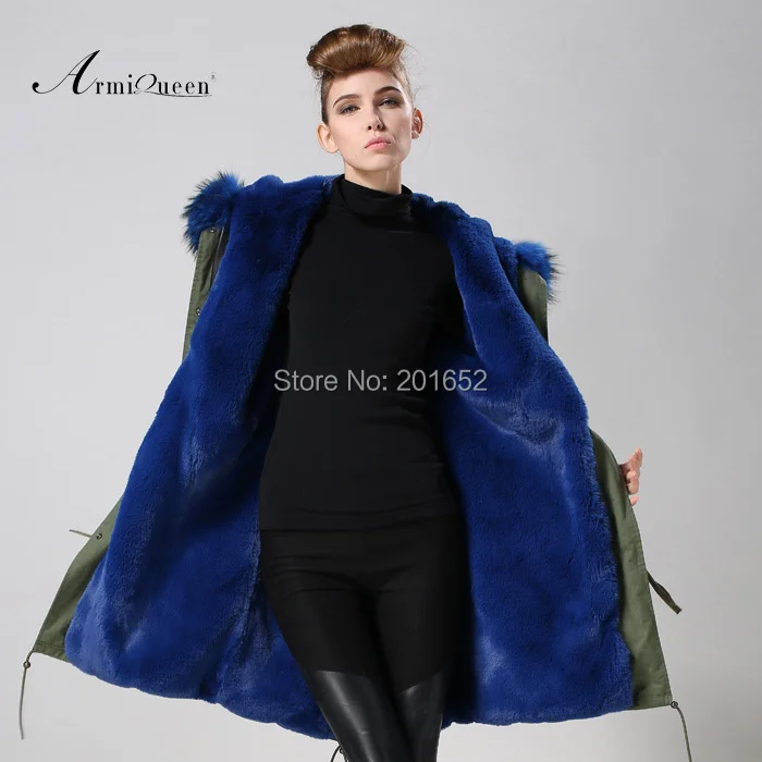 Женская зимняя теплая парка из енота Высококачественная искусственного меха