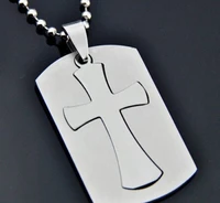 cheap christian necklace in puzzle cross dog tag design in stainless steel hot sales bible cross dog tags necklaces