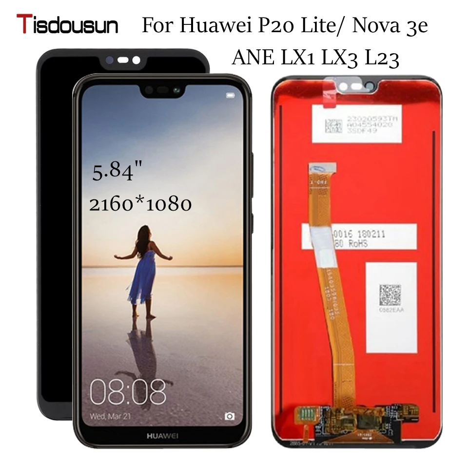 Для Huawei P20 Lite LCD + кодирующий преобразователь сенсорного экрана в сборе Замена с
