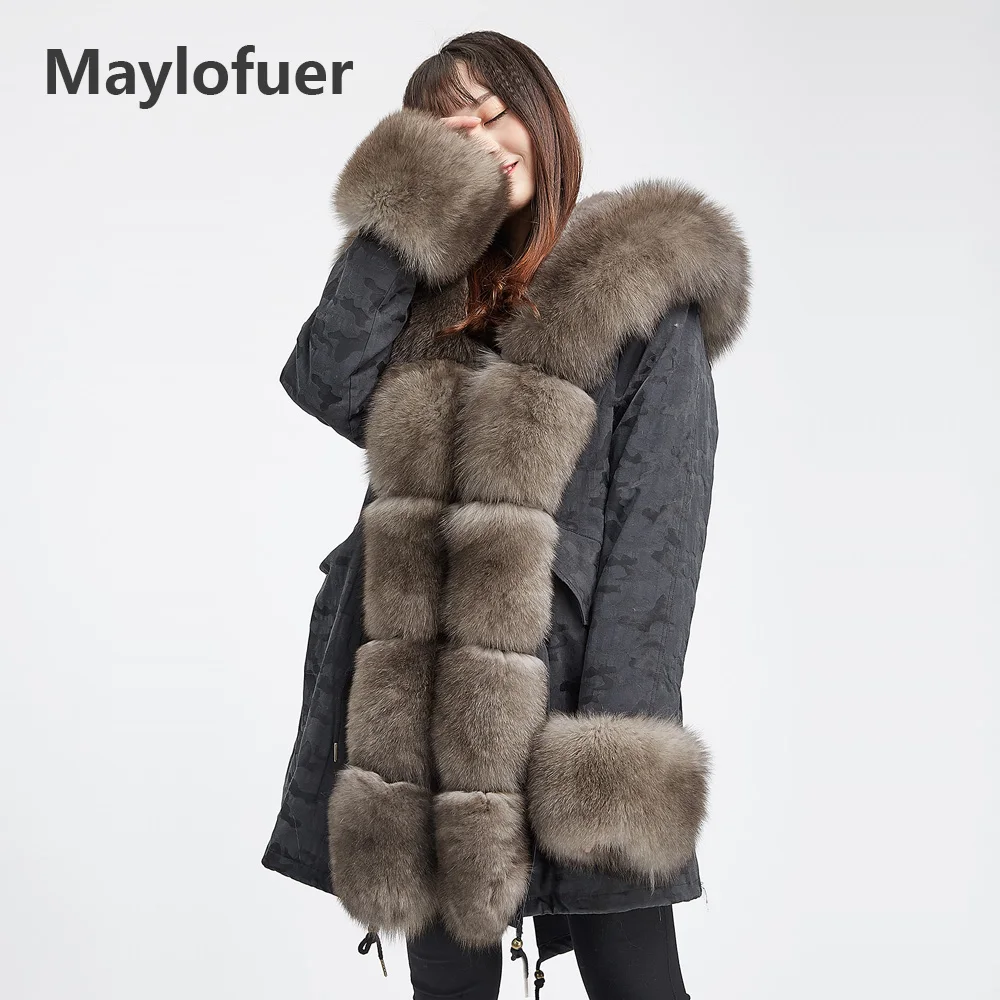 Maylofuer Полный Пелт настоящая подкладка из кроличьего меха Рекс парка для женщин