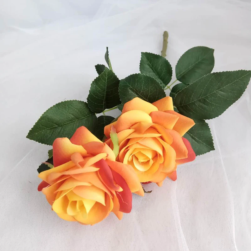 orange rose Красивая Роза из искусственного шелка, цветы, маленький букет Флорес, домашние вечерние, Весенние Свадебные украшения, свадебный букет - Цвет: orange rose