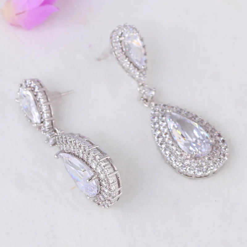 Серьги гвоздики женские с белыми кристаллами и цирконием ААА|jewelry tool|jewelry layoutsjewelry