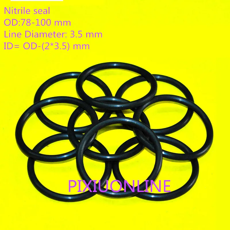 

10PCS YT943 Nitrile O-Rings Rubber Gasket/Backup Ring/Joint Ring Nitrile seal OD(78-100 mm)* Line Diameter 3.5 mm NBR