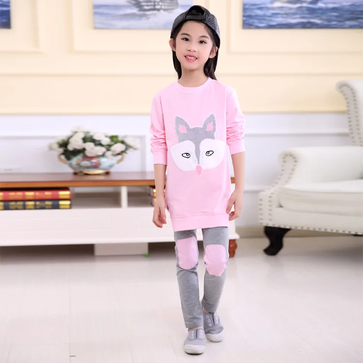 

2020 girls clothes sets Long sleeved sweatshirts+pants Two piece Suit Animal pattern kids clothes