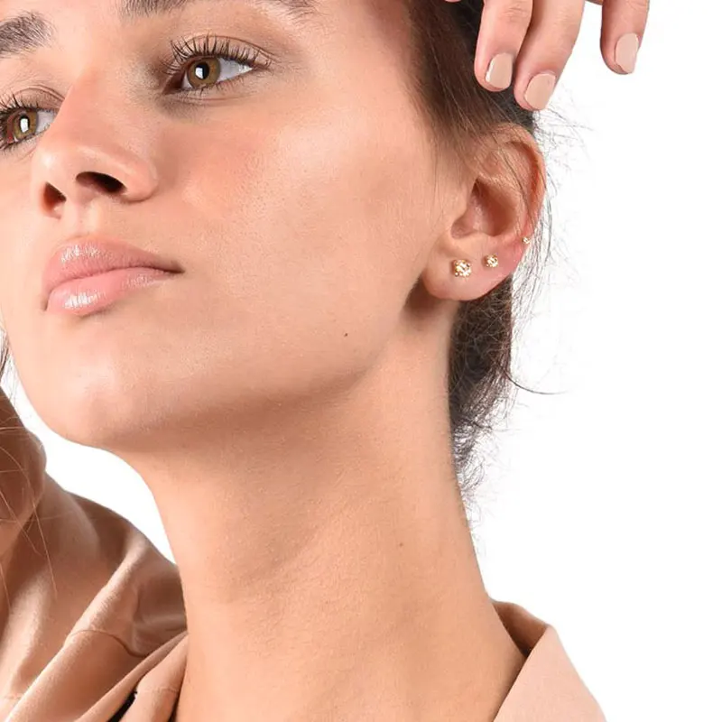 

Delicate Champagne Gold S925 Austria Crystal Stud Earrings Clear CZ Small Round Circle Women Wedding Jewelry Gift Brincos ZK30