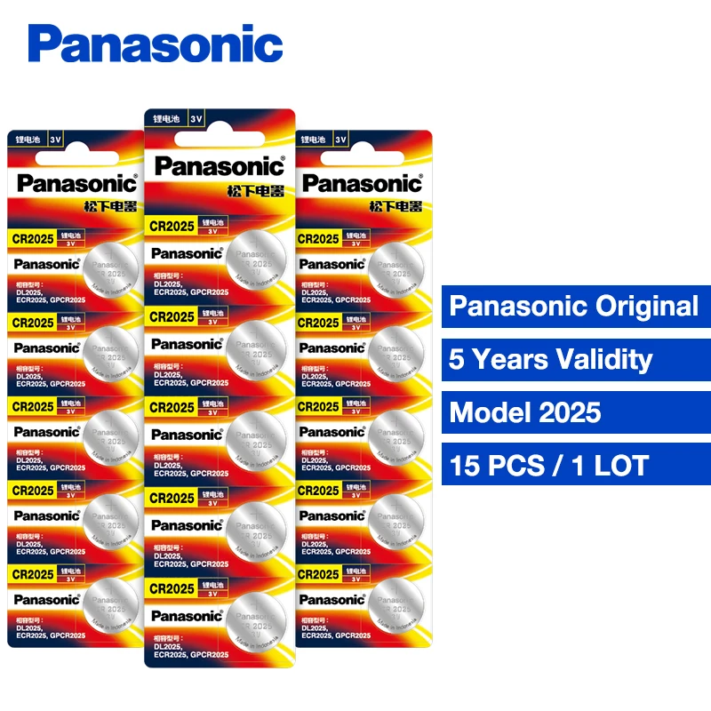 Литиевые Батарейки Panasonic cr2025 15 шт./лот 3 в батарейки для часов и компьютеров |