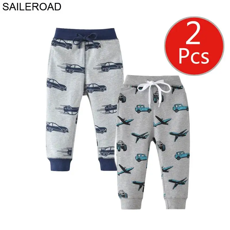 SAILEROAD 2 шт. Детские спортивные штаны Детские повседневные спортивные брюки Автомобиль Автомобиль Детские брюки Брюки для мальчиков Полные брюки Детские брюки - Цвет: 7012 7032 same photo