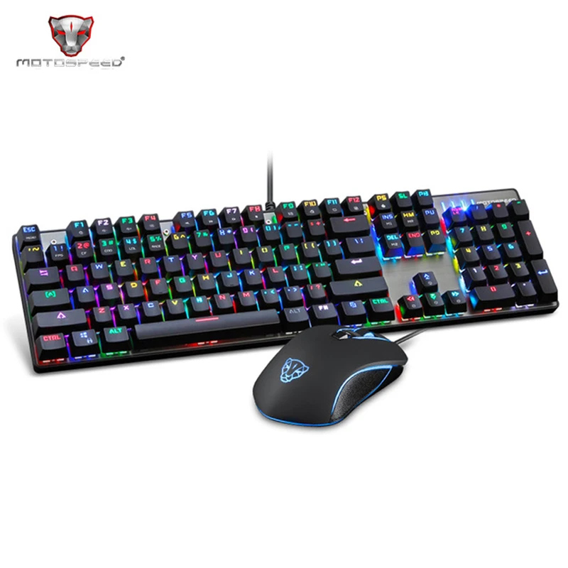 Motospeed CK888 Механическая игровая клавиатура RGB подсветка геймерская клавиатура мышь набор с кабелем 1,8 м для компьютера Pro Gamer