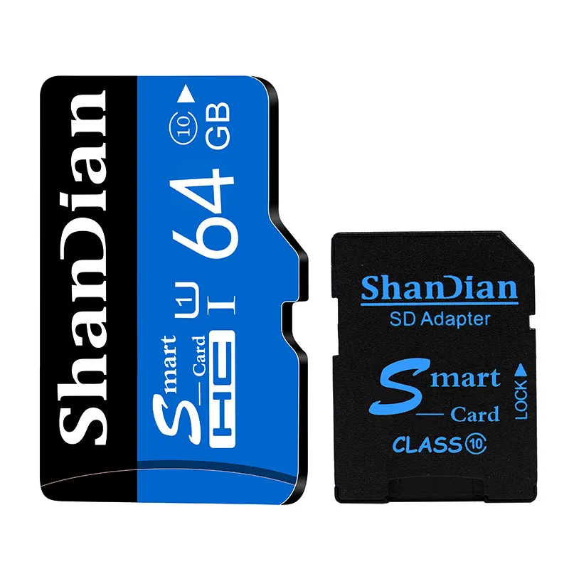 Shandian Высококачественная карта Micro SD 4 ГБ 8 ГБ 16 ГБ 32 ГБ 64 Гб 128 Гб карта памяти TF карта Бесплатный SD адаптер Розничная упаковка - Емкость: 64 ГБ