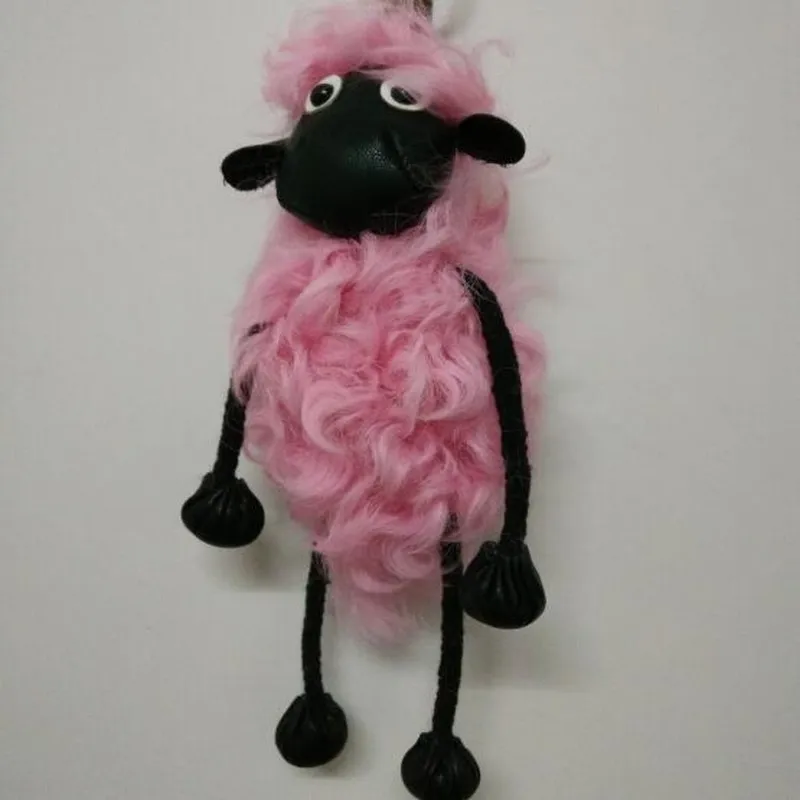 50 шт. начинают поддерживать mixSheep Шон Брелок Помпон Настоящее Агнец шерсть Кожа