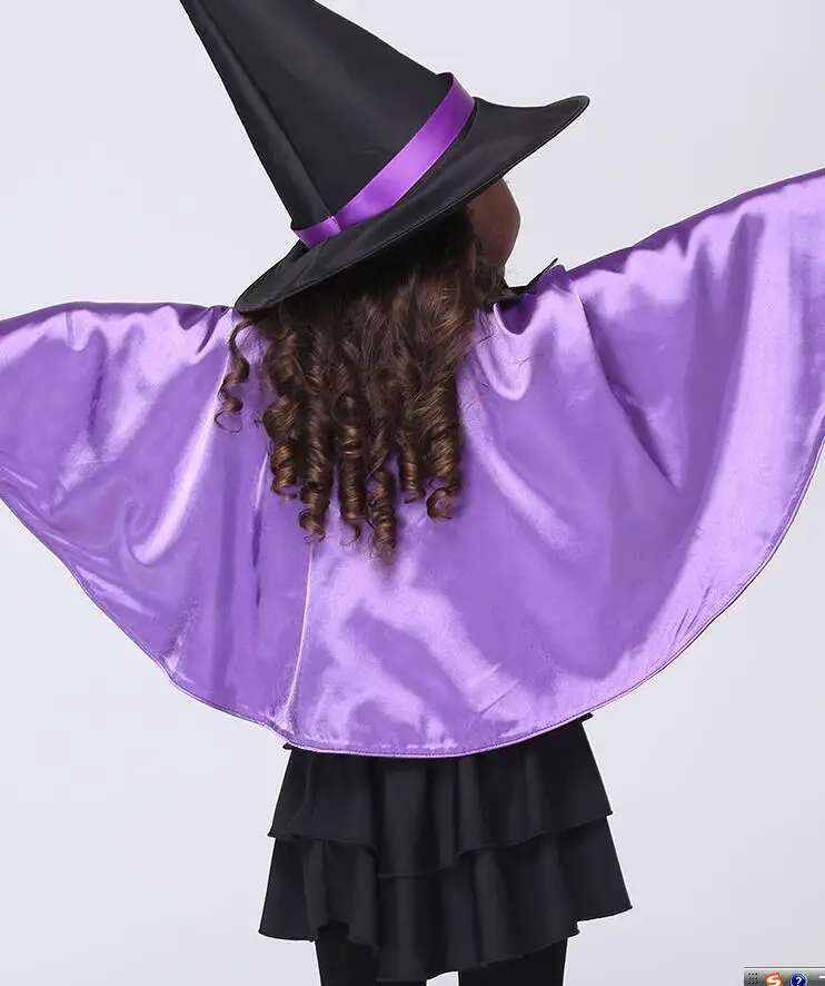 

Boy Girl Kids Children Halloween Costumes Witch purple Wizard Cloak Gown Robe and Hat Cosplay for Children Boys Girls