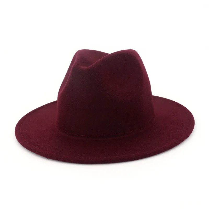 Насыщенный Шерсть Fedoras широкие плоские края Джаз фетровая шляпа Шапки Панама
