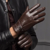 yy8597 springwinter real leather short gloves for men male thinthick blackbrown touched screen gant gym luvas driving mittens