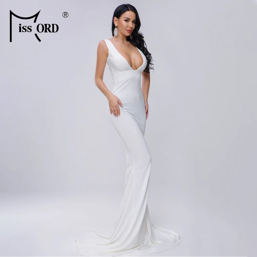Missord 2019 Для женщин сексуальная нерегулярные шеи с плеча спинки платья женские