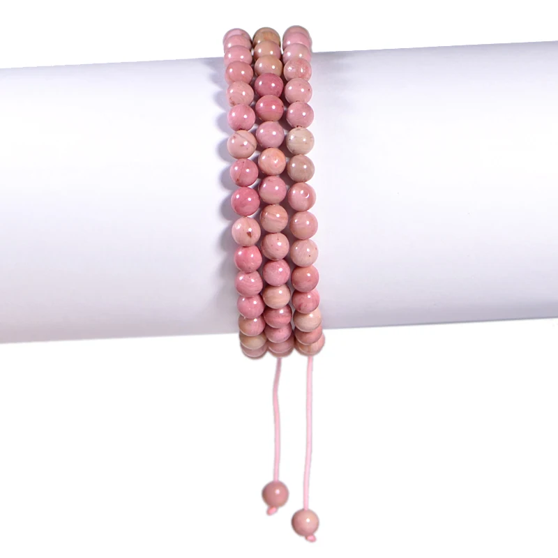 3PCS/Lot 6mm 108 Prayer Natural Red Rhodonite Gem stone Macrame Yoga Buddha Mala Braided Beads Diy Bracelet Wholesale | Украшения и