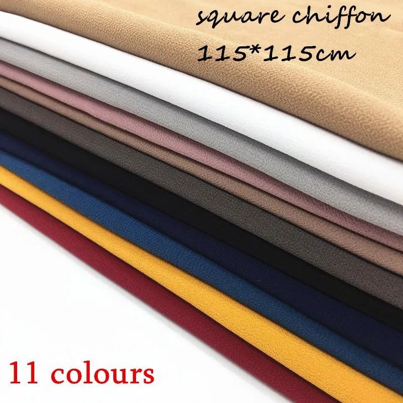 

115*115cm Plain Square Scarf Arab Bonnet Women Bubble Chiffon Oversize Hijab Shawls Wraps Headband Bufandas Foulard Muslim Sjaal