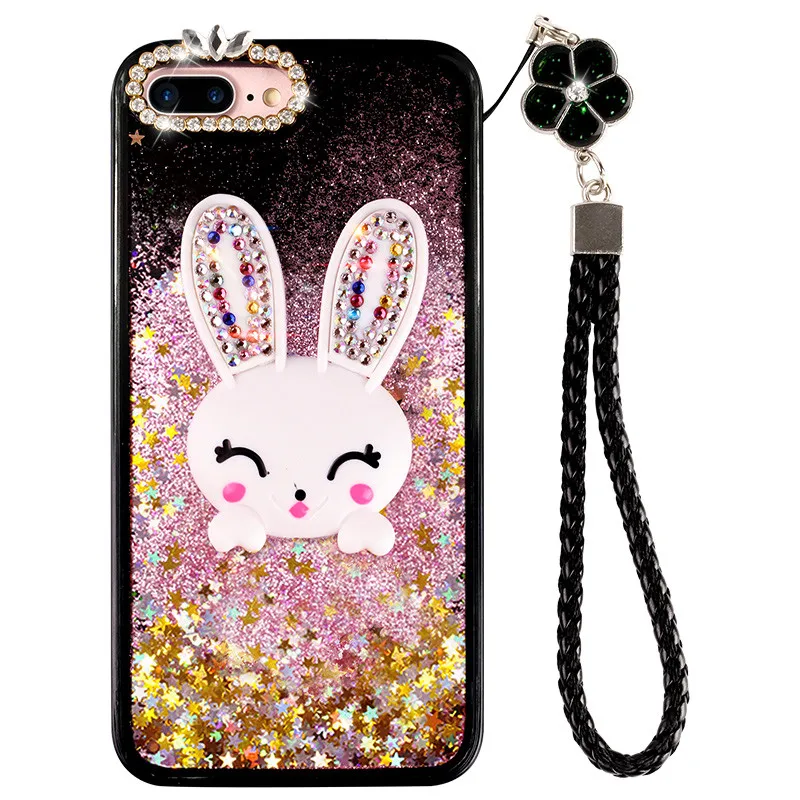 For Samsung S10 S7 edge S8 S9 Plus Note 8 9 Luxury Exclusive Drill rabbit Phone Case Soft Glitter sand Liquid Quicksand Cover |