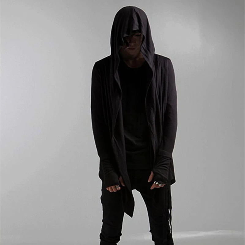 

Men's Asymmetrical Hooded Cardigan Punk Rock Long Sleeve T-shirt Tops