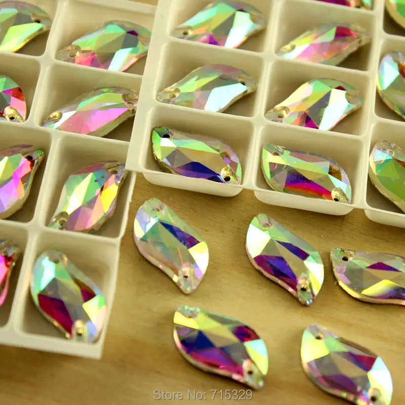 S образная форма все размеры 2 отверстия камни для шитья кристально чистые AB цвета