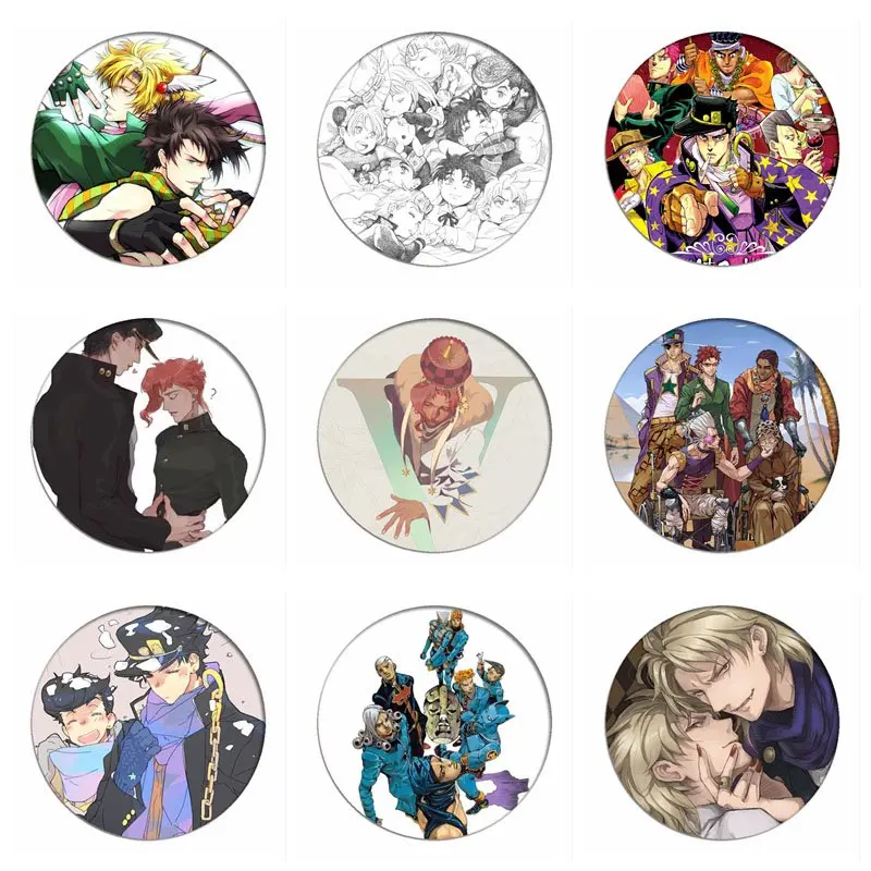 

JoJo's Bizarre Adventure Cosplay Badges Jotaro Kujo Brooch Icon Collection Bag Breastpin for Backpacks Clothing