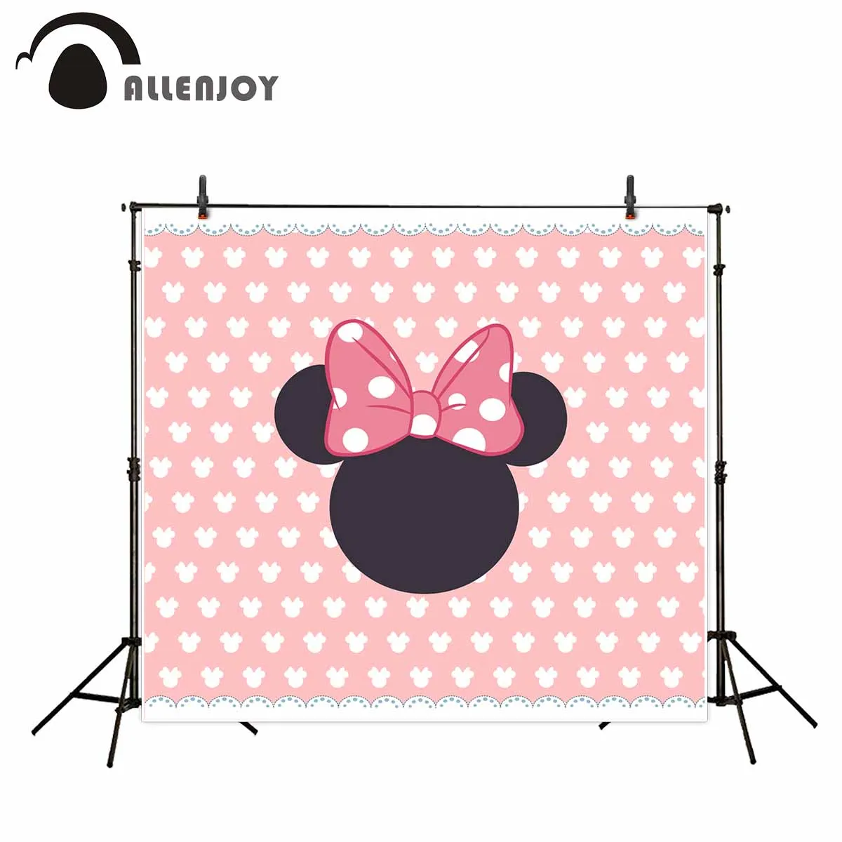 Allenjoy photography backdrop pink girl bow tie mouse baby birthday new background photocall customize portrait shooting | Электроника