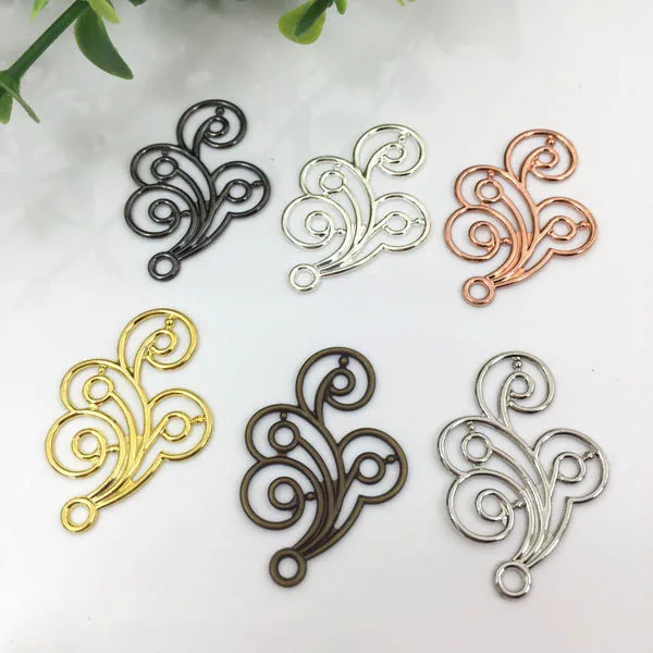 

20x30mm Metal Vintage Filigree Leaf Wraps Pendant Charms Hair Clasp Bu Yao Accessories Connectors Links DIY Findings
