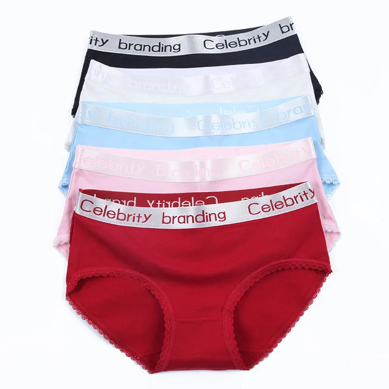 

LANGSHA 4PCS/Lot Panties Women Underwear Sexy Letter Cotton Soft Female Briefs Lingerie Seamless Women's Branding Underpants