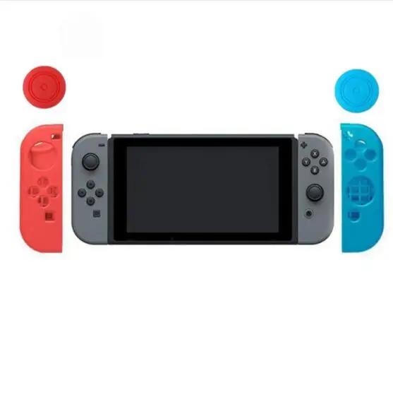 Left red Right blue Мягкий защитный чехол JoyCon для геймпада+ накладки для джойстика, колпачки для джойстика, крышка для контроллера Mario NAND Switch NS Joy-Con - Цвет: Left red Right blue