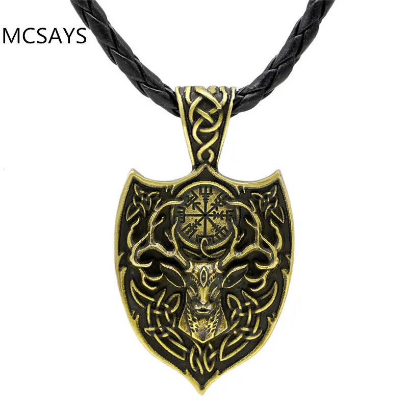 MCSAYS норвежский викинг Для мужчин s Jewelry рога амулет Odin золото/Серебристые Цвет