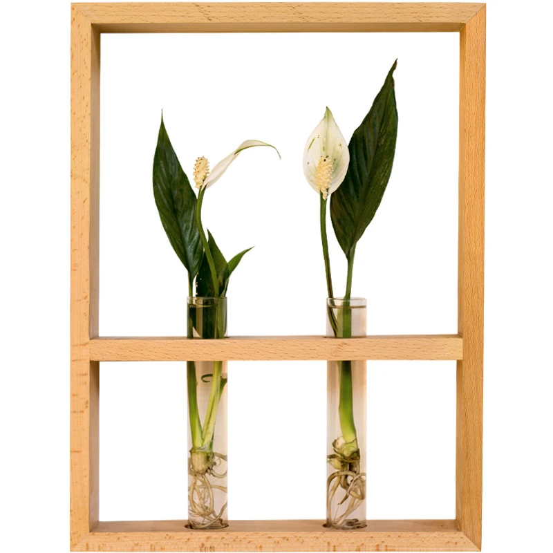 Настенная ваза из массива дерева и черного ореха в японском стиле стеклянная