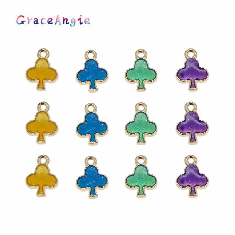GraceAngie 16 шт смешанные цвета эмалевые подвески-кулоны милая форма дерева ожерелье